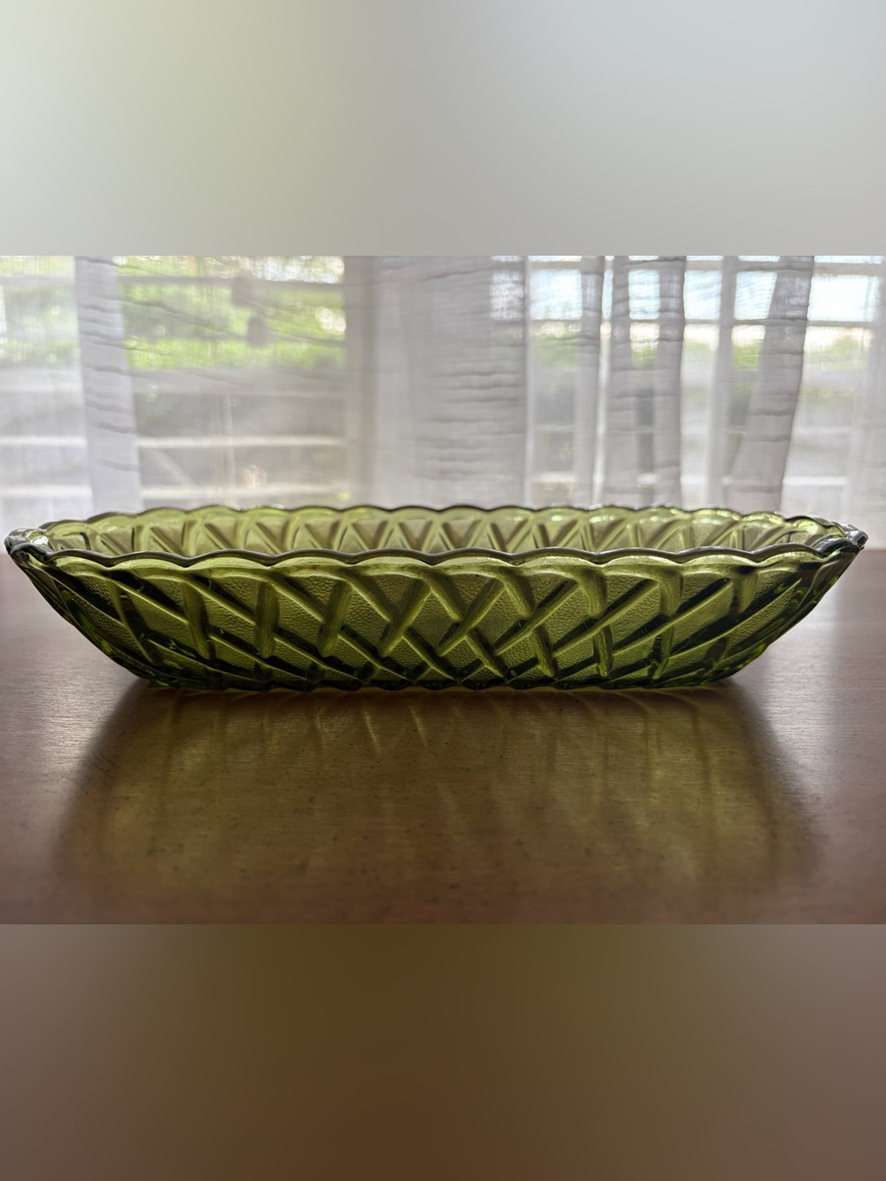 Green Textured Glass Candy Dish